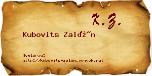 Kubovits Zalán névjegykártya